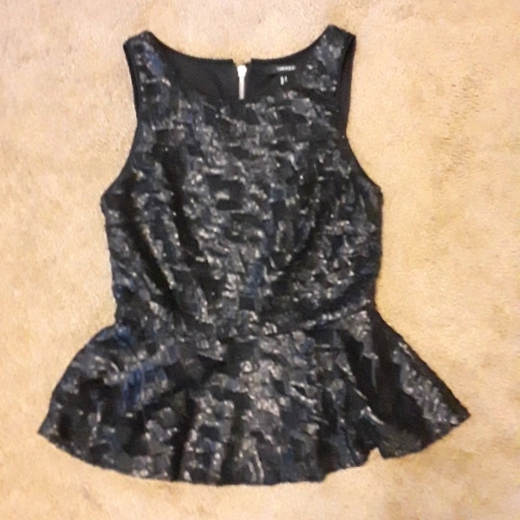 Forever 21 Small Sequin Top Sexy Bling Glam Goth Dressy Tank Peplum ZipBack Club - Picture 1 of 5